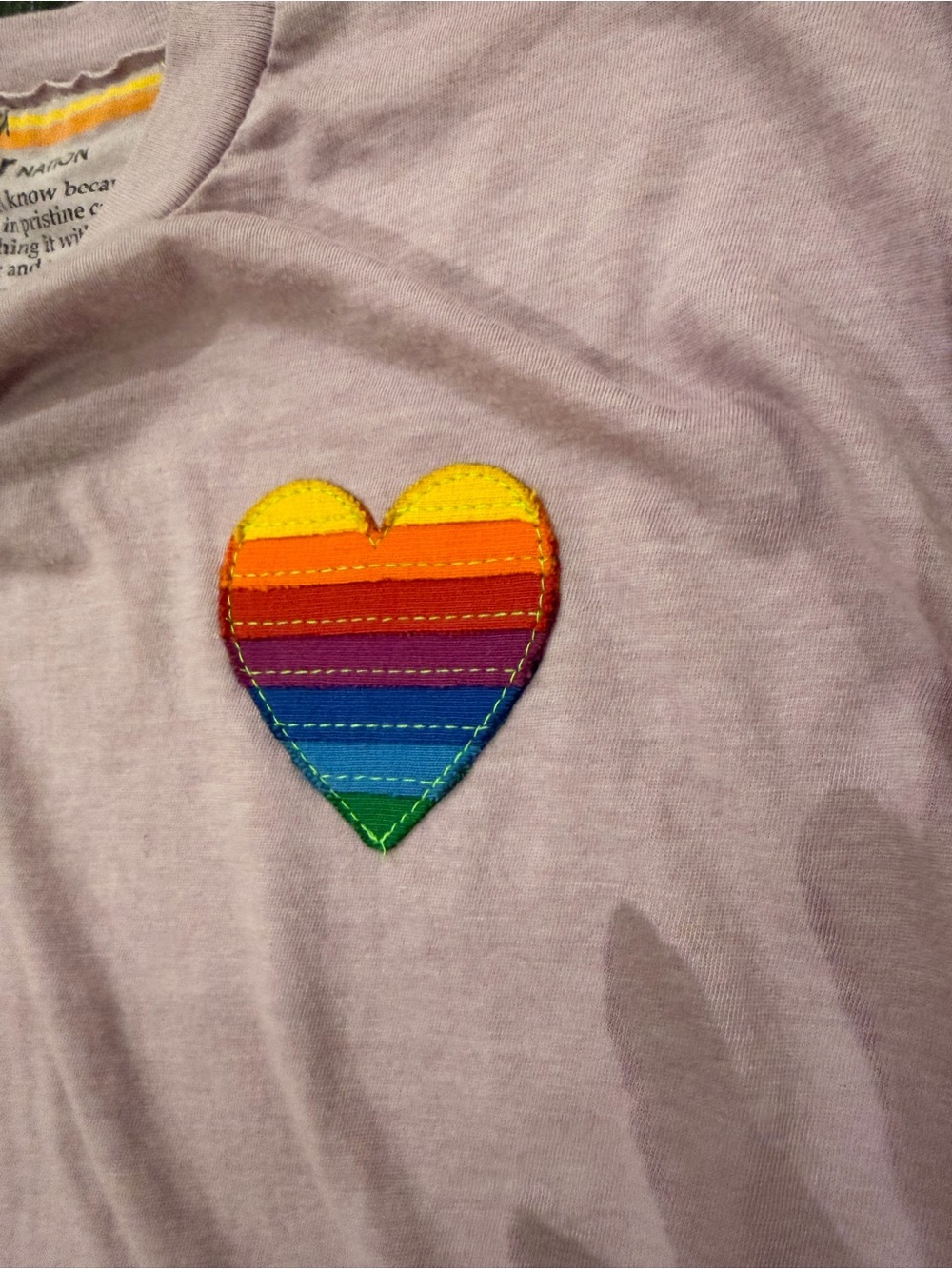 Aviator Nation Lavender Tee with Rainbow Heart Graphic size M - Picture 3 of 8